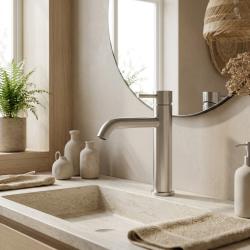 Aquanello Eterna Mitigeur de lavabo à levier unique en acier inoxydable brossé ET1000-02